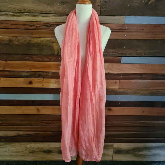 Country Road Elegant 100% Linen Coral Scarf Shawl Wrap - Picture 3 of 9